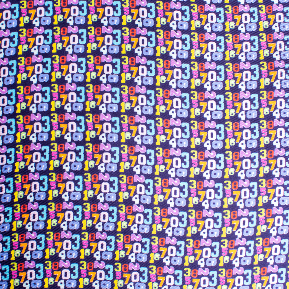 FEFE NAVY BLUE & FIGURE PRINT PAISLEY POCKET SQUARE | MENS SIZE 32CM